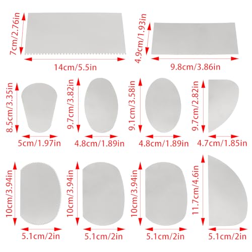 Mormchlots 10pcs Silver Durable Pottery Tools,Stainless Steel Ribs Clay Scraper Serrated Cutter,Versatile Sculpting Tools for Texturing Artists Modeling Potter