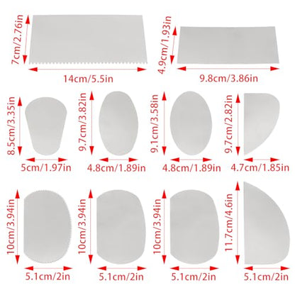 Mormchlots 10pcs Silver Durable Pottery Tools,Stainless Steel Ribs Clay Scraper Serrated Cutter,Versatile Sculpting Tools for Texturing Artists Modeling Potter