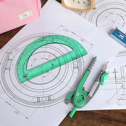 Mr. Pen- Geometry Compass and Protractor Set, 6 Inch Compass - color: Lush Garden Green, size: 1 Set