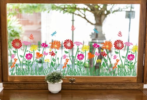 Large Flower Stencils for Wood Walls Wildflower Stencil 13.8" | Reusable Floral Sunflower Lavender Stencils for Painting on Wood Fence Wall Canvas Fabrics Furniture - style: Wildflowers