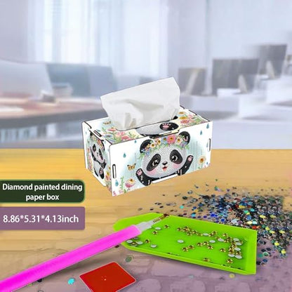 LSQFS DIY Diamond Art Tissue Box Kit,Home Office Decor, Ideal Handmade Gift - color: Panda 1