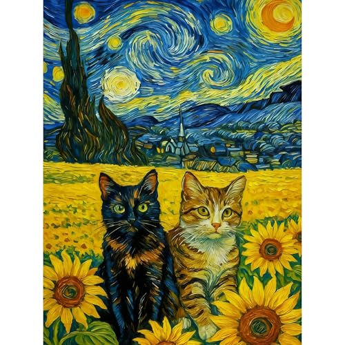 askkqtx Cat Diamond Art Kits for Adults 12x16 Inch - color: G9581