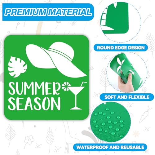 36pcs Summer Beach Drawing Stencils for Kids 8 Inch Sidewalk Chalk Stencils Painting Large Washable Reusable Tropical Palm Tree Themed Primary Shape Template for Kids Toddlers Preschool - style: Summer