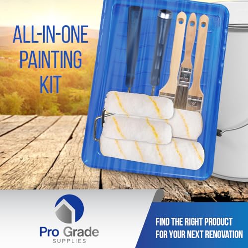 Pro Grade Paint Roller Kit, Brush & Roller,10 Piece Set, Wall Painting Naps for Professionals & Homeowners - All Paints & Stains, Washable, Reusable, Easy to Clean, Superior Absorbency. (Pack of 2) - size: 10 Piece Set (Pack of 2)