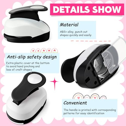 CHENGU 3 Pack Circle Hole Punch 2"/1"/0.6", Black | Paper Craft Cutters for Card Making, Shape Punches for Scrapbooking, Includes 10 Sheets Stickers, Photo Album DIY Projects - color: Black, style: Circle