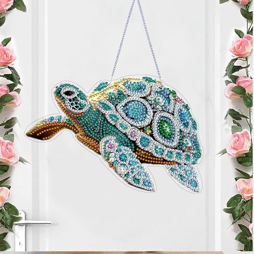STGLCR Sea Turtle Suncatchers Special Shape Diamond Painting Kits for Beginner,Crystal Rhinestones Diamond Dots Diamond Art DIY Kits for Adults Painting Pendant Ornament for Home Wall Decor 7.8inch