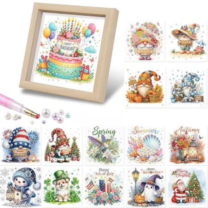 DIY Diamond Art Painting Pearl Creative Pattern 5D Seasonal Holiday Calendar 2026 Healing Home Photo Frame Set Tools-15 Pcs/Set - color: 15 Pcs/Set