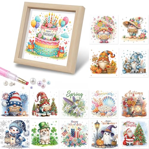 DIY Diamond Art Painting Pearl Creative Pattern 5D Seasonal Holiday Calendar 2026 Healing Home Photo Frame Set Tools-15 Pcs/Set - color: 15 Pcs/Set