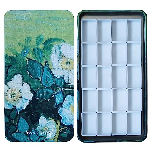 Watercolor Palette Tin Box with 20 Full Pans, Empty Magnetic Squares | Metal Art Paint Mixing Tray, with 3ml Empty Full Pans, Watercolor Painting, Portable Paint Box for Artists, Soild Pigments - color: Wild Rose, size: Pack of 20 Full Pans