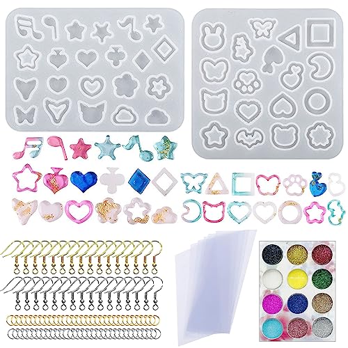 Attuslla Resin Shaker Silicone Molds Earrings Resin Molds Silicone with Glitter for DIY Jewelry Pendant Necklace Ornament - color: Style 10