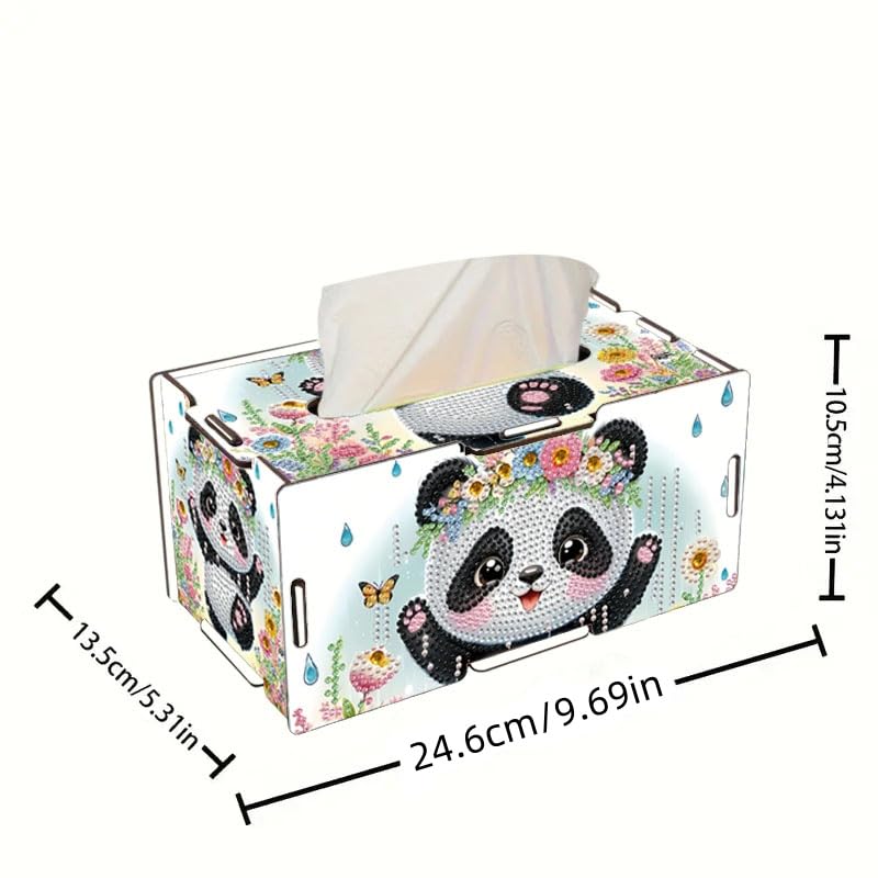 LSQFS DIY Diamond Art Tissue Box Kit,Home Office Decor, Ideal Handmade Gift - color: Panda 1
