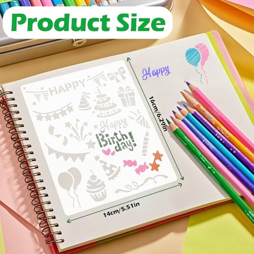 8 PCS Scrapbook Stencils, Planner Stencils for Junk Journal Notebook Diary Scrapbook DIY Drawing Template Journal Stencil 5.5x6.3 Inch - style: Scrapbook Template