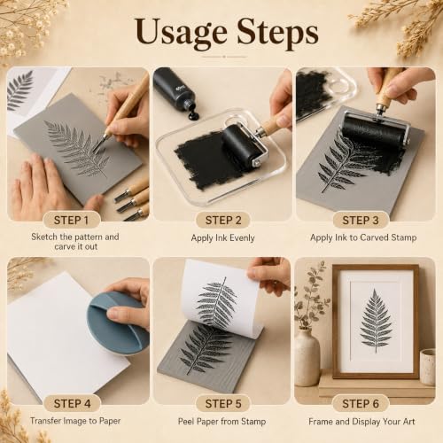 Linocut Kit for Beginers Linoleum Blocks for Board Carving Linocut Tools Stamp Printing Tools for Adults Art Craft Kits