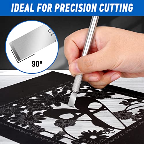 DIYSELF 100 Pack Hobby Knife Blades #18, Carbon Steel Chisel Blades | High carbon steel hobby replacement blades and craft knife blades for scrapbooking, stencils and precision cutting - style: #18
