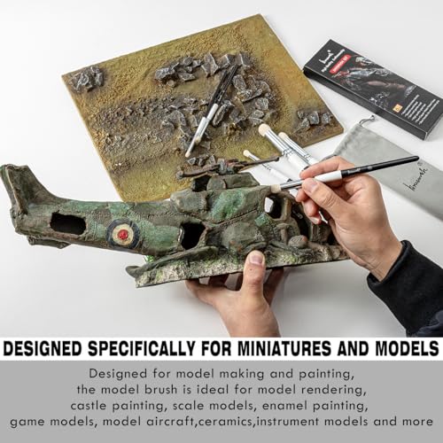 Brusarth Dry Brush Miniature Painting Set, Hobby Detail Paint Brush - size: 6 Pieces