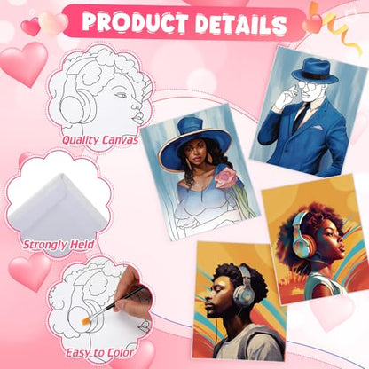 Zhanmai 88 Pcs 8 x 10 Inch Pre Drawn Canvas for Painting Kit Pre Stretched Canvas for Sip and Paint Party Favor Coloring DIY Virtual Party Birthday Gifts Adult's Date Night(Fashion Couples) - style: Fashion Couples