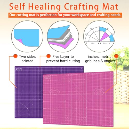 Self Healing Cutting Mat A1 24"x 36" Double Sided Pink Mat - color: Pink, size: A1 (24" x 36")