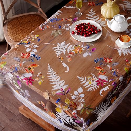 Clear Table Cover Protector Birds Vinyl Table Cloth, 60"x104" | Dining Room, Kitchen Meals, Tabletop Protection, Easy Cleanup, Brunch, Parties, Holiday Gatherings, Everyday Use - color: Birds, size: 60" x 104" (Rectangular)