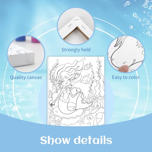 goldentime 3 Pack Kids Paint by Numbers Ages 4-8-12 Includes 8x10 inch Framed Canvas with 19 Acrylic Paints, 5 Brushes Fun and Easy Predrawn Canvas for Painting Kids - color: seaworld