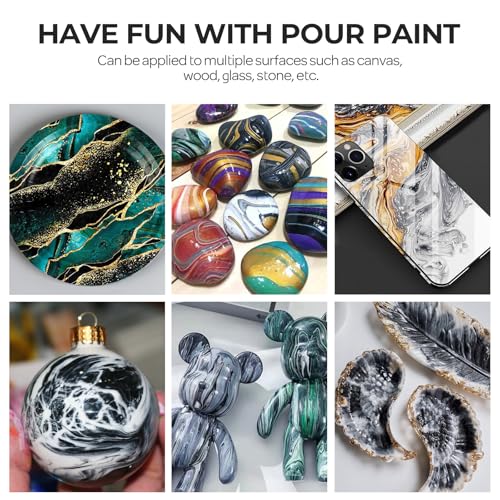 Nicpro Jet Black Color Acrylic Pour Paint, 33.8 Ounce Pre-Mixed Pouring Paint Supplies with Silicone Pour Oil & Gloves for Canvas, Rock, Wood Cell Creation Flow DIY Art Painting, Ready to Pour | Supplies with Silicone Pour Oil & Gloves for Canvas, Rock, W