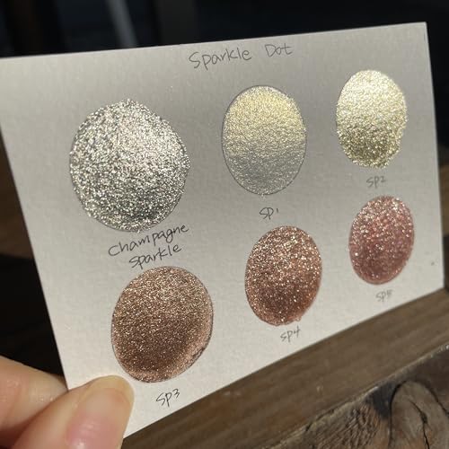 IUILE Handmade Watercolor Paints - Gold Sparkle Dot Card (6 colors). Metallic, Shiny, Shimmer - color: Gold Sparkle Dot