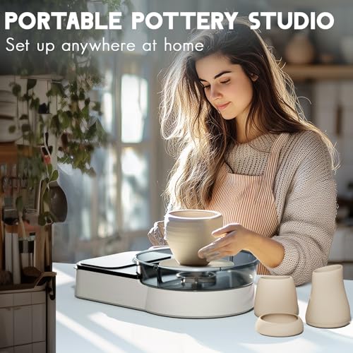 Catcrafter Pottery Wheel for Kids Teens Adults Beginners - Grey Pottery Kit | Complete Pottery Set with 6" Two-Way Rotating Turntable, 2.2lb Clay, Art Supplies Sculpting Tools, Craft Gifts for Boys Girls - color: grey