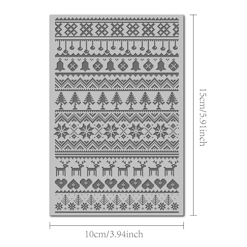 Arbuya Christmas Polymer Clay Texture Mat for Earrings Jewelry Making, Xmas Deer Clay Texture Sheets for Polymer Clay Projects Floral Stamps for Clay Earrings Tools