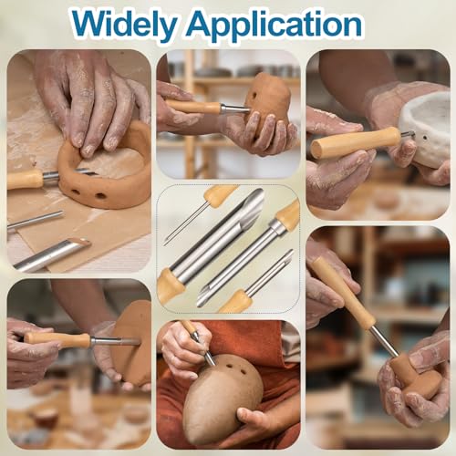 Amrules 4 Pcs Clay Hole Cutters Sculpting Tools Set for Pottery - color: Lightyellow-Hole-4Pcs