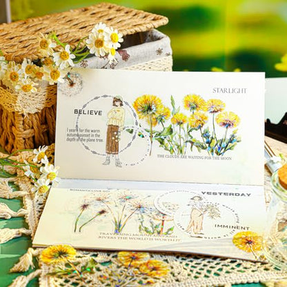 60 Pcs Holographic Dandelion Floral Stickers for Scrapbooking - color: Dandelion Wish