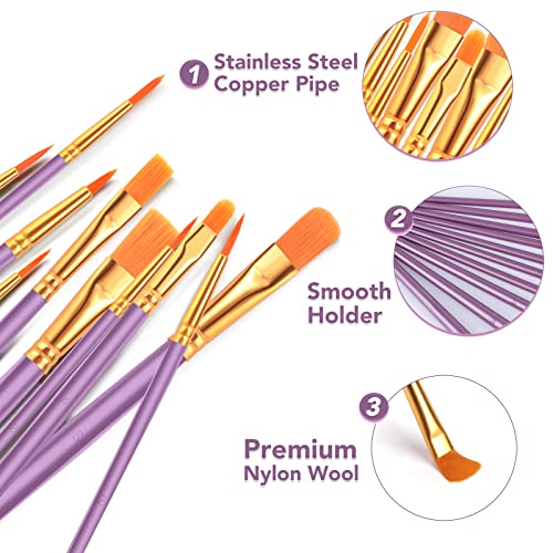 ESRICH 160PCS Paint Brushes, Paint Brush for Acrylic Painting - color: Purple, size: 160