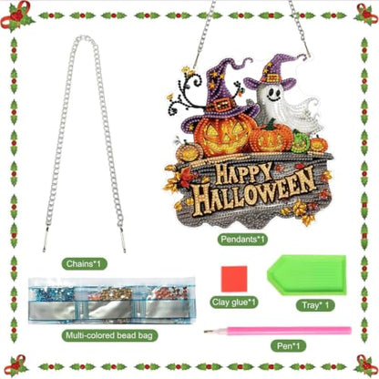 Halloween Hanging Diamond Art Kits for Adult Diamond Painting Kit Pendant | DIY Diamonds Painting Art Kit, Acrylic Diamonds Painting Suncatcher Board Kit Ornament, Special Crystal Diamond Hanging - color: DP04617