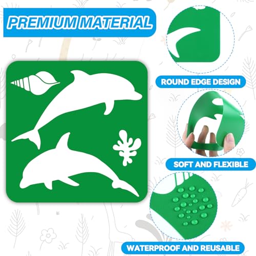36pcs Ocean Animal Drawing Stencils for Kids 8 Inch Sidewalk Chalk Stencils Painting Large Washable Reusable Sea Animal Themed Primary Shape Template for Kids Toddlers Preschool - style: Ocean Animal