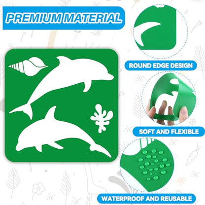 36pcs Ocean Animal Drawing Stencils for Kids 8 Inch Sidewalk Chalk Stencils Painting Large Washable Reusable Sea Animal Themed Primary Shape Template for Kids Toddlers Preschool - style: Ocean Animal