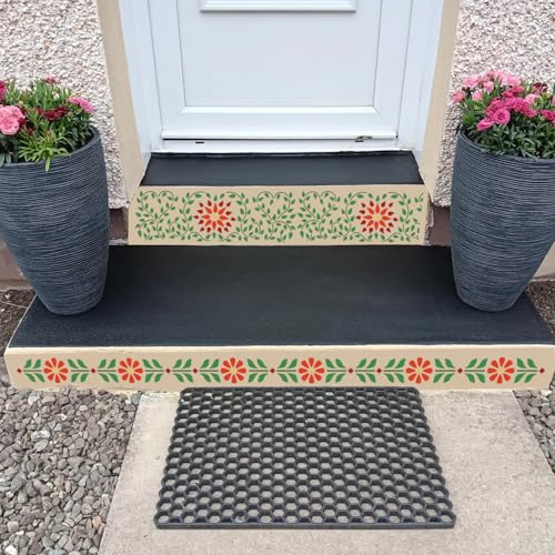 Floral Border Corner Stencils for Crafts Furniture Stencil Reusable Art Paint Stencils for Painting on Wall Stairs Fabric Table Chair Cabinet - style: Furniture