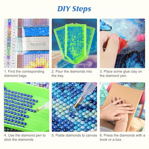 TLIOBLO 6 Packs Landscape Diamond Art for Adults, 5D DIY Diamond Painting Fantacy Kits for Beginners, Full Drill Round Diamond Art Pictures Craft Gifts 30X40cm - color: Landscape Moon
