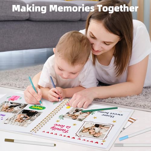 Vienrose Scrapbook Album Gift Set, 8x8 Inch, 40 White Pages, Off White - color: Beige, size: 8x8Inch 20Sheets 40Pages