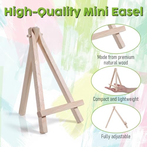 4PCS Wooden Mini Easel Stand, Small Easel Display Stand Tabletop Easels for Paintings Canvas, Photos, Business Cards, Mobile Phones, Artist Crafts, Weddings and Home Decoration