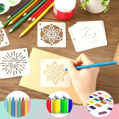 JULMELON 20Pcs Mandala Stencils 3 Inch, Reusable for Rock Wood Painting | Plastic Reusable, for DIY Art Projects Fabric Canvas Wall, Mandala Rock Painting Stencils - style: Mandala Stencils