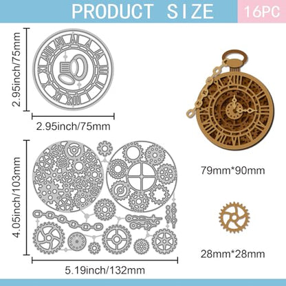 GLOBLELAND Clock Gear Cutting Dies Round Clock Die Cuts Watch Chain Cutting Embossing Template for Scrapbooking Crafts Paper Cards Making - color: Clock Gear
