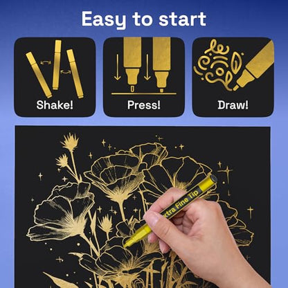 ARTISTRO Gold Paint Pens - Extra-Fine Tips - Set of 5 - color: Gold
