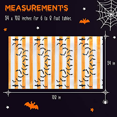 MATICAN Disposable Table Cloths, Bats and Spider Web Plastic Table Covers, 54 x 108 Inches, Halloween Party Decorations - color: Spider Web & Bats