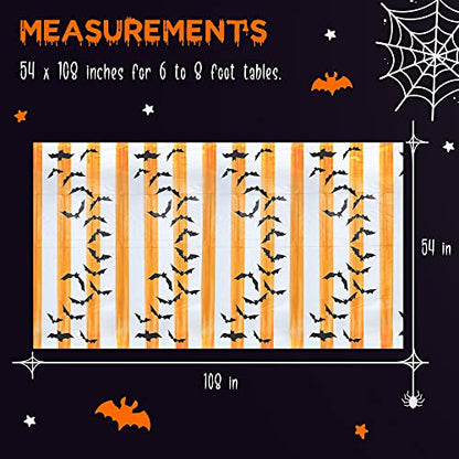 MATICAN Disposable Table Cloths, Bats and Spider Web Plastic Table Covers, 54 x 108 Inches, Halloween Party Decorations - color: Spider Web & Bats