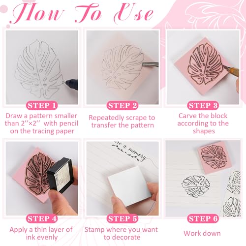 Frienda 24 Pcs 2" x 2" Rubber Carving Blocks Linoleum Blocks for Printmaking, Stamp Making, DIY Crafting, Scrapbook, Painting, Soft and Easy to Carve (White Pink) - color: White Pink