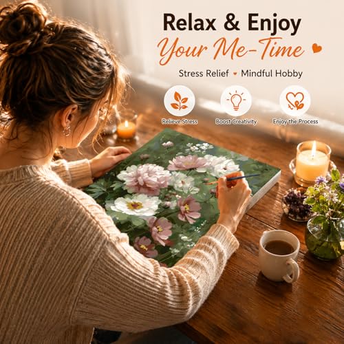 AUKELHJ Paint by Numbers Kit for Adults Beginner, Flowers, 16X20 Inch - color: 19-Flowers