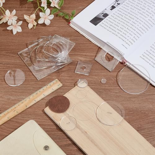 PH PandaHall Pack of 6 Router Templates Circle Inlay Templates Clear Drawing Scale Rulers Acrylic Router Jig Template Decorative Templates Sewing Measuring Tool Set for Woodworking Craft Making