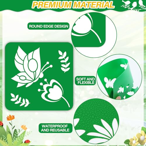 36pcs Summer Drawing Stencils for Kids 8 Inch Sidewalk Chalk Stencils Painting Large Washable Reusable Summer Themed Flowers Primary Shape Template for Kids Toddlers Preschool - style: Hello Summer