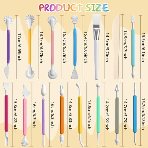 16PCS Double Head Sculpting Tools Set, Clay Tools Kit with 1.7 FL OZ Air Dry Clay Glaze for DIY Pottery, Molding Polymer Clay – Safe & Ergonomic Grip for Craft Lovers & Beginners