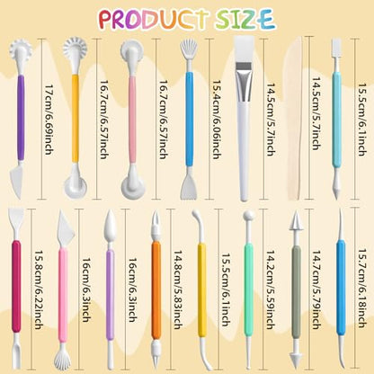 16PCS Double Head Sculpting Tools Set, Clay Tools Kit with 1.7 FL OZ Air Dry Clay Glaze for DIY Pottery, Molding Polymer Clay – Safe & Ergonomic Grip for Craft Lovers & Beginners