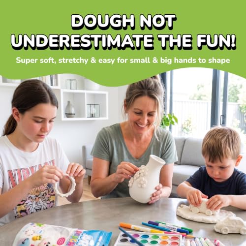 Air Dough White Ultra-Light Air Dry Modeling Dough for Kids, Mess-Free | Mess-Free Modeling Dough Kit That Won't Stick to Carpet and Air-Dries to a Keepsake, Resealable Bag Plus Tutorial Videos - color: White