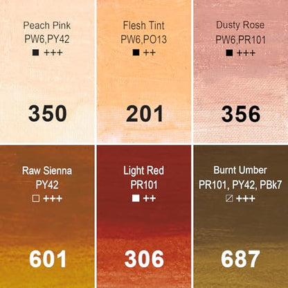PHOENIX Skin Tone Oil Paint Stick - Set of 6 Flesh Tint 37ml Large Soft Water Soluable Oil Pastels for Artists - color: 6 Skin Tones